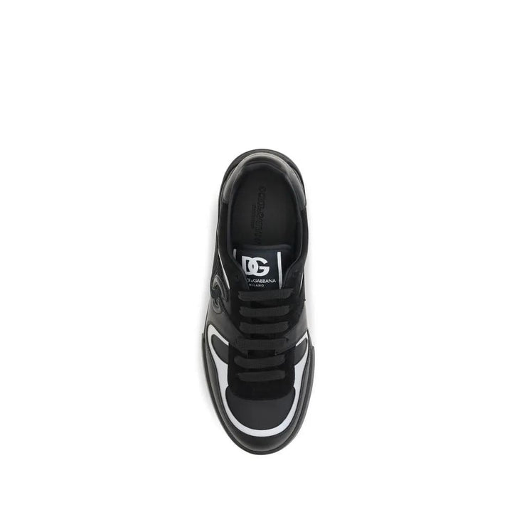 Dolce &amp; Gabbana Black Calf Leather Bos Taurus Sneakers