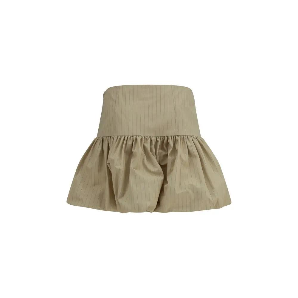 Ganni Sample Sale | Ganni Beige Cotton Mini Skirt - | Designer outlet