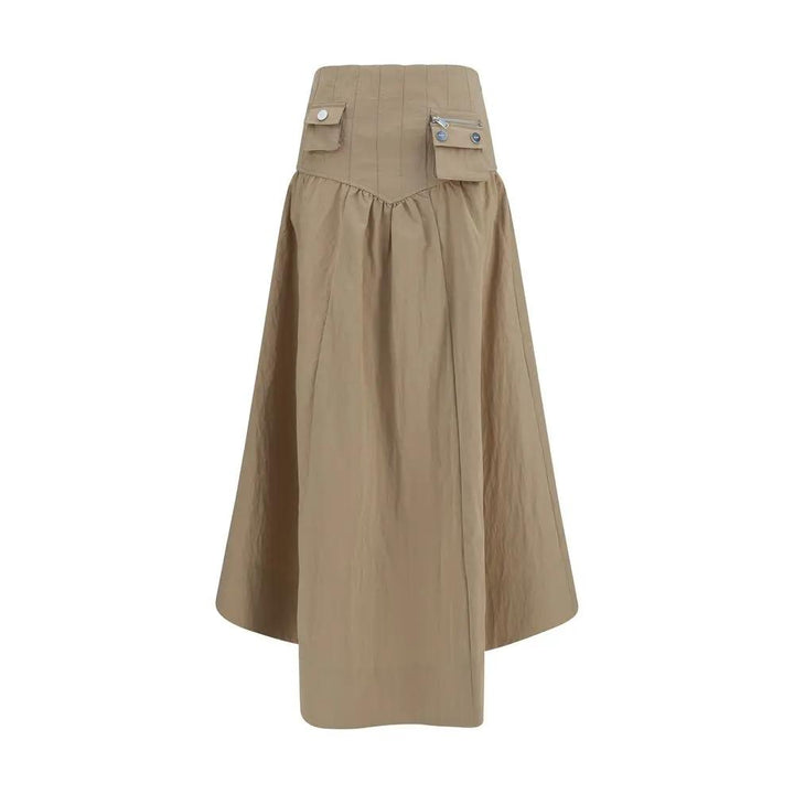 Ganni Sample Sale | Ganni Beige Cotton Midi Skirt - | Designer outlet