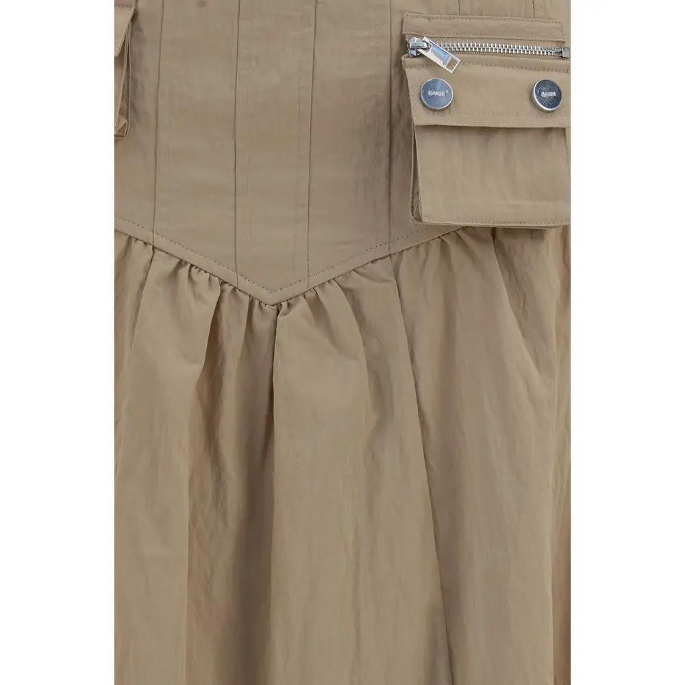 Ganni Sample Sale | Ganni Beige Cotton Midi Skirt - | Designer outlet