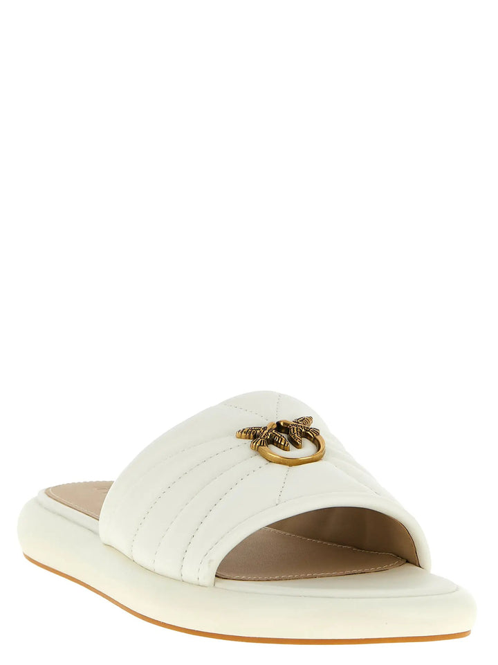 PINKO Sample Sale | PINKO White Lambskin Slides - | Designer outlet