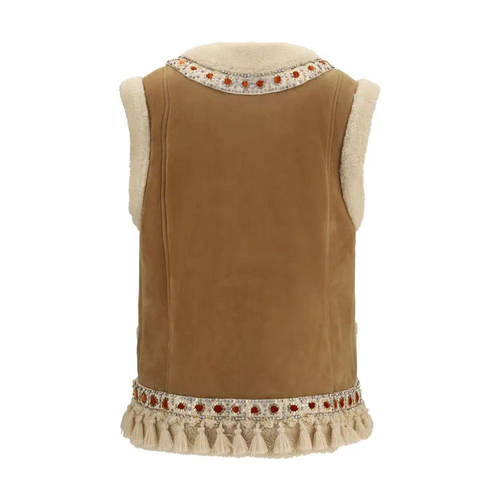 Valentino Garavani Beige Lamb Ovis Aries Aries Sleeveless Jacket