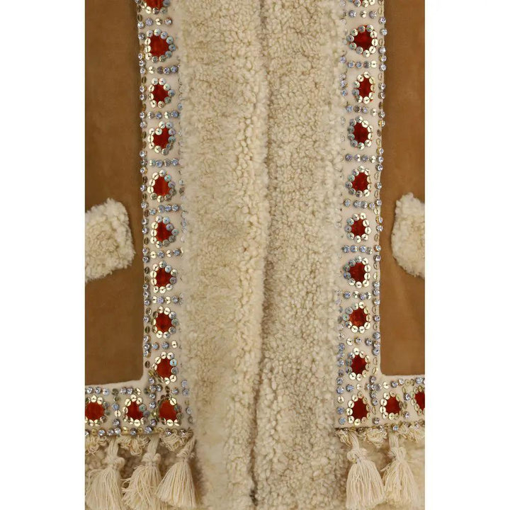 Valentino Garavani Beige Lamb Ovis Aries Aries Sleeveless Jacket