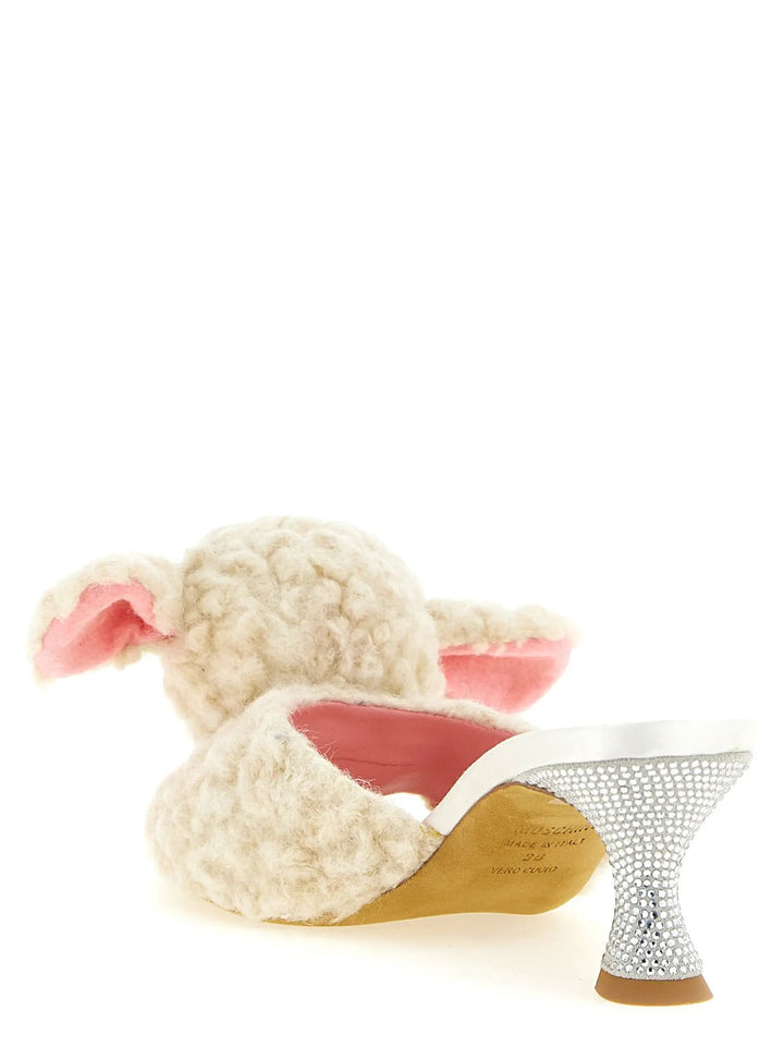 Moschino Sample Sale | Moschino White Virgin Wool Mules - | Designer outlet