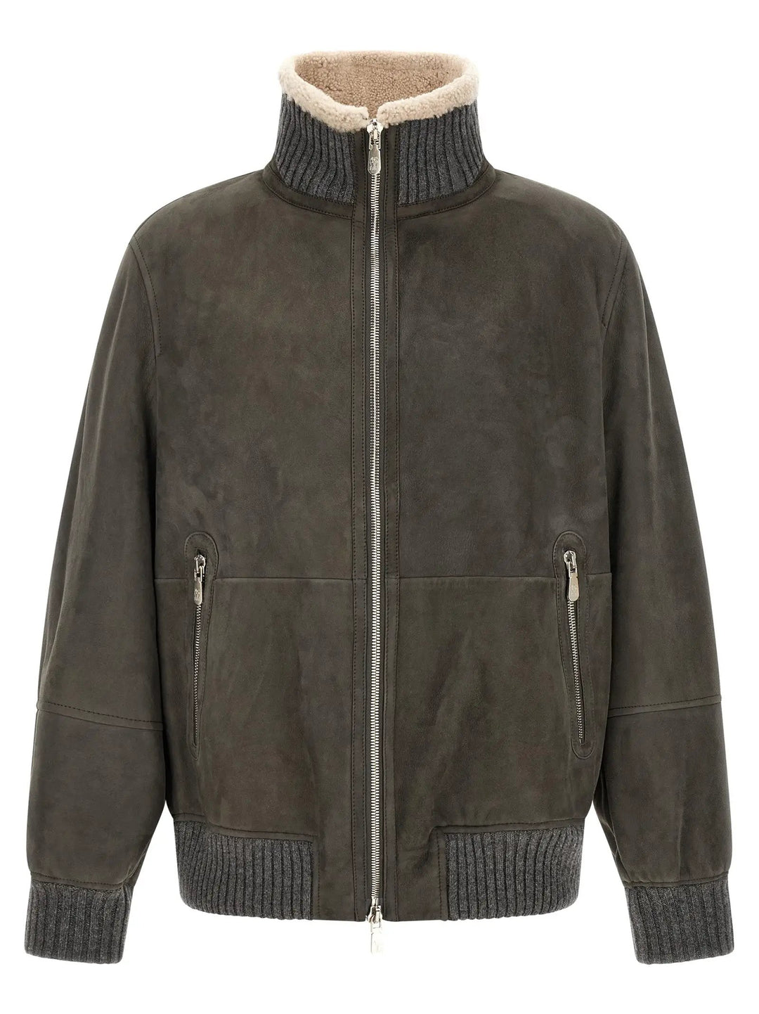 Brunello Cucinelli Sample Sale | Brunello Cucinelli Gray Lamb Leather Leather Jacket - | Designer outlet