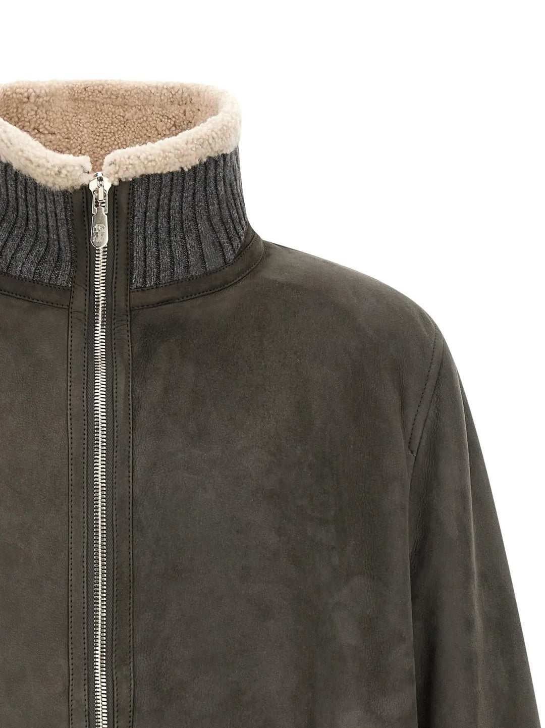Brunello Cucinelli Sample Sale | Brunello Cucinelli Gray Lamb Leather Leather Jacket - | Designer outlet