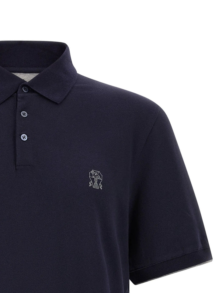 Brunello Cucinelli Sample Sale | Brunello Cucinelli Blue Cotton Polo Shirt - | Designer outlet