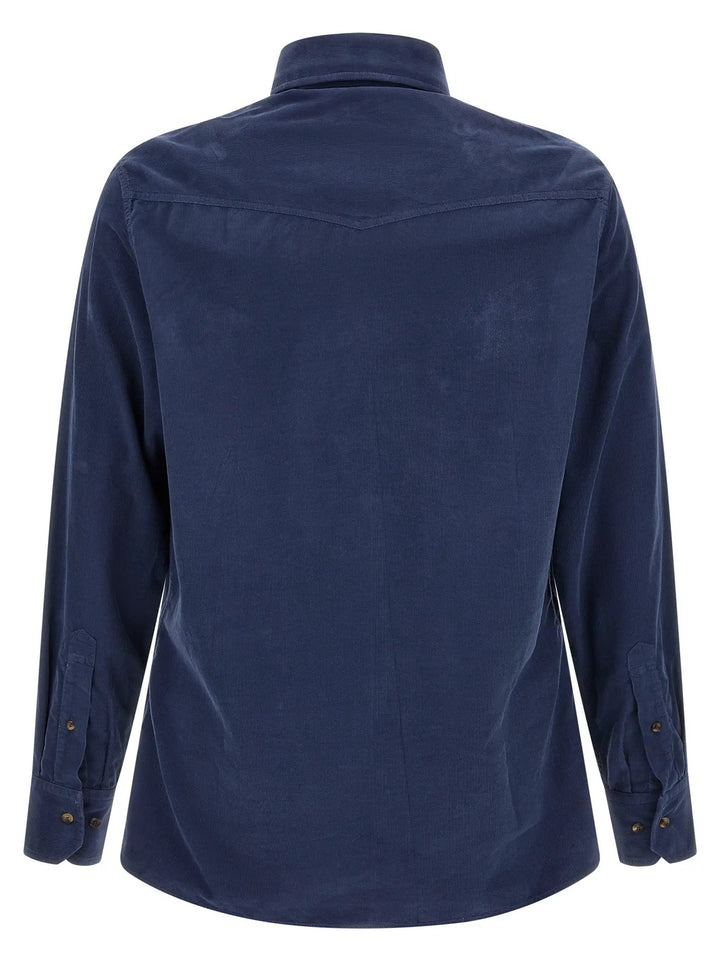 Brunello Cucinelli Sample Sale | Brunello Cucinelli Blue Cotton Blouse - | Designer outlet