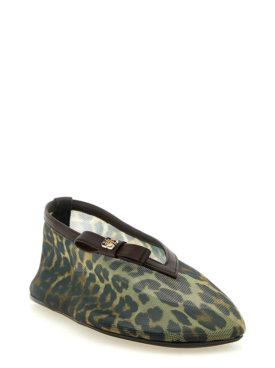 Ganni Sample Sale | Ganni Brown Nylon Ballet Flats - | Designer outlet
