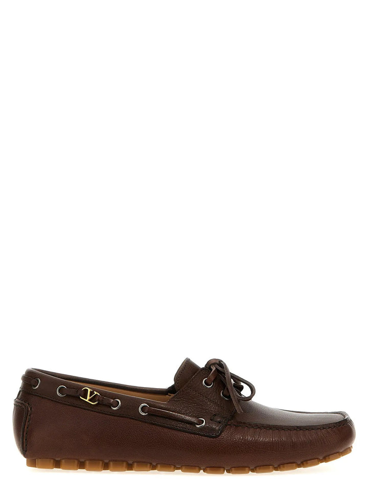 Valentino Garavani Sample Sale | Valentino Garavani Brown Buffalo Leather Slip-On Loafers - | Designer outlet