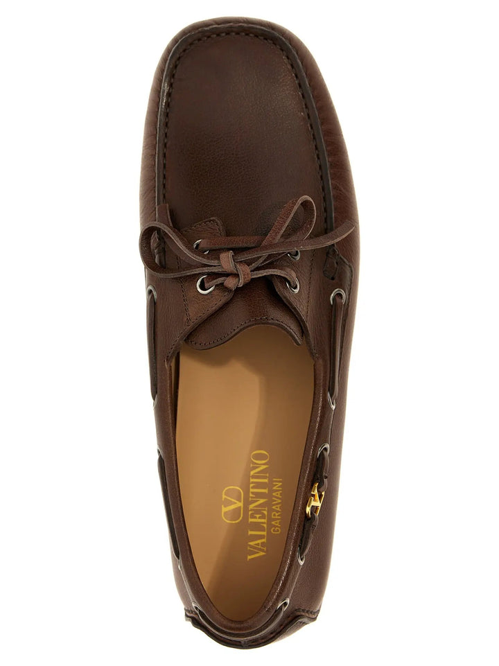Valentino Garavani Sample Sale | Valentino Garavani Brown Buffalo Leather Slip-On Loafers - | Designer outlet