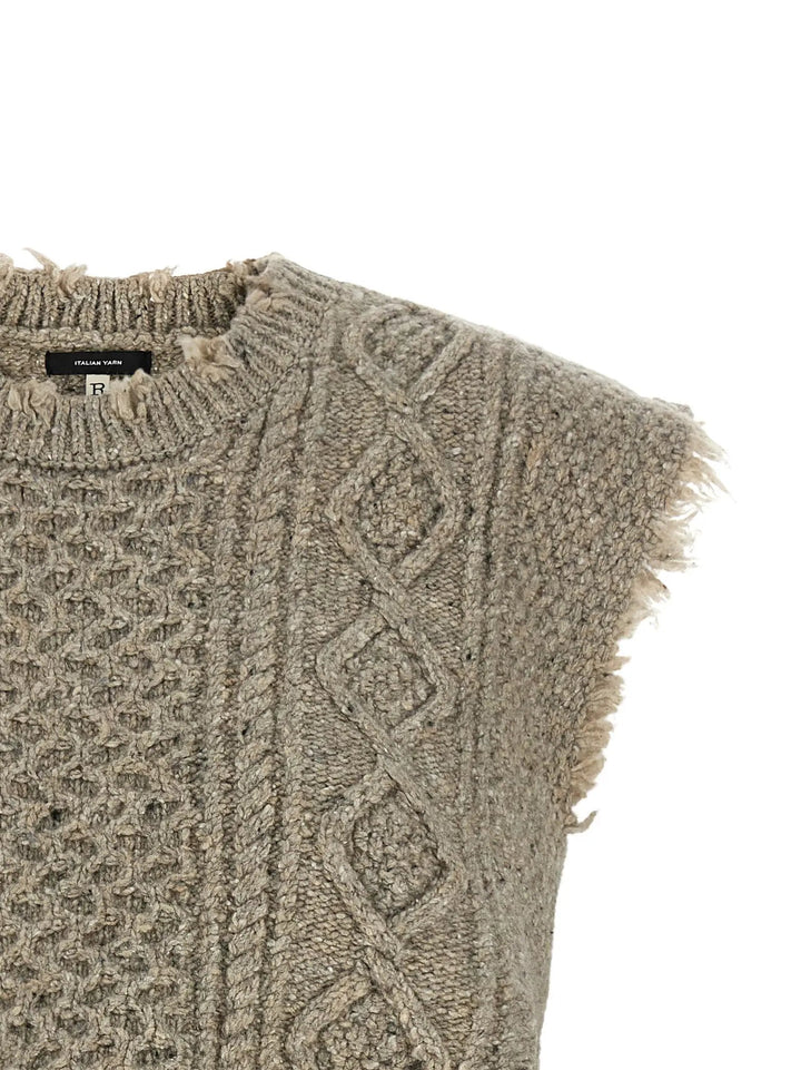 R13 Sample Sale | R13 Gray Wool Sleeveless Jacket - | Designer outlet