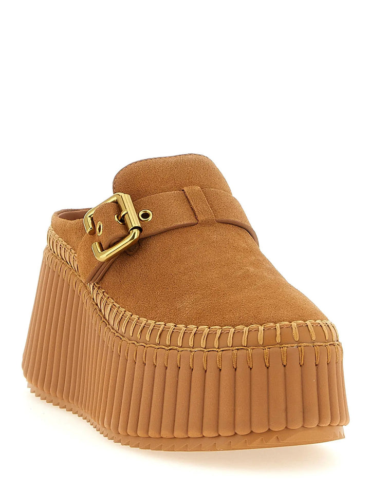 Chloé Sample Sale | Chloé Beige Calfskin Wedge Sandals - | Designer outlet