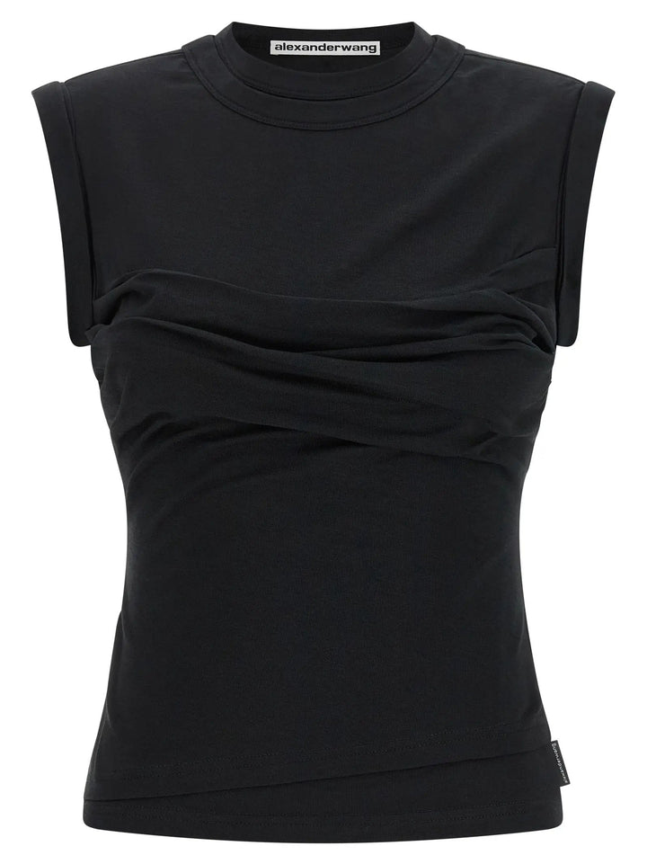Alexander Wang Sample Sale | Alexander Wang Black Cotton Sleeveles T-Shirt - | Designer outlet
