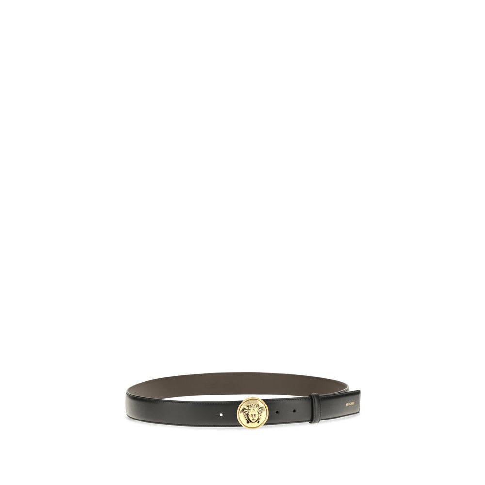 Versace Sample Sale | Versace Black Calf Leather Bos Taurus Regular Belt - | Designer outlet