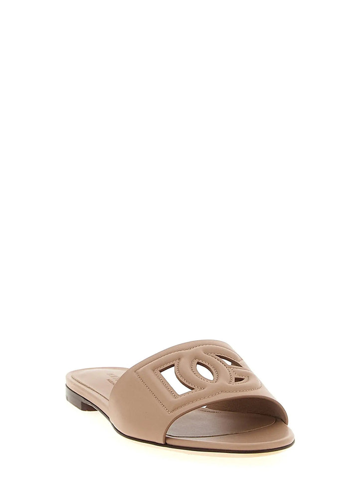 Dolce &amp; Gabbana Sample Sale | Dolce &amp; Gabbana Beige Calfskin Slides - | Designer outlet