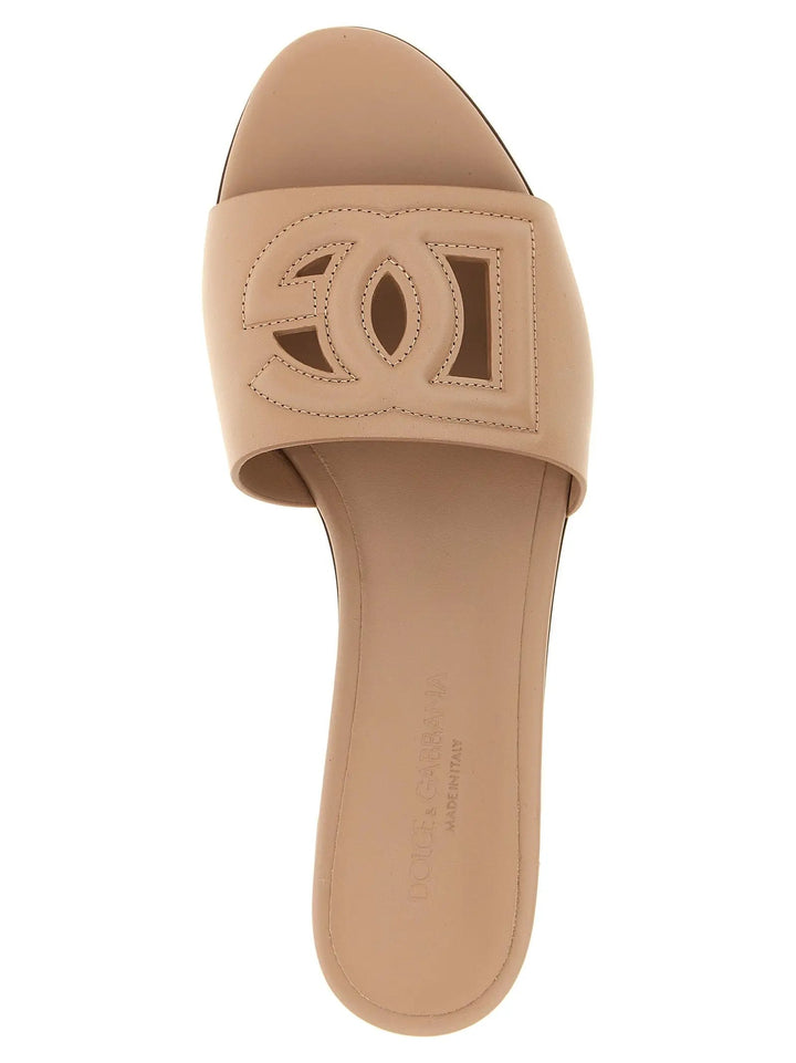Dolce &amp; Gabbana Sample Sale | Dolce &amp; Gabbana Beige Calfskin Slides - | Designer outlet