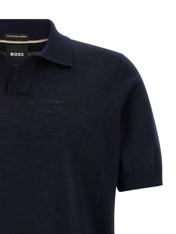 Hugo Boss Sample Sale | Hugo Boss Blue Virgin Wool Polo Shirt - | Designer outlet