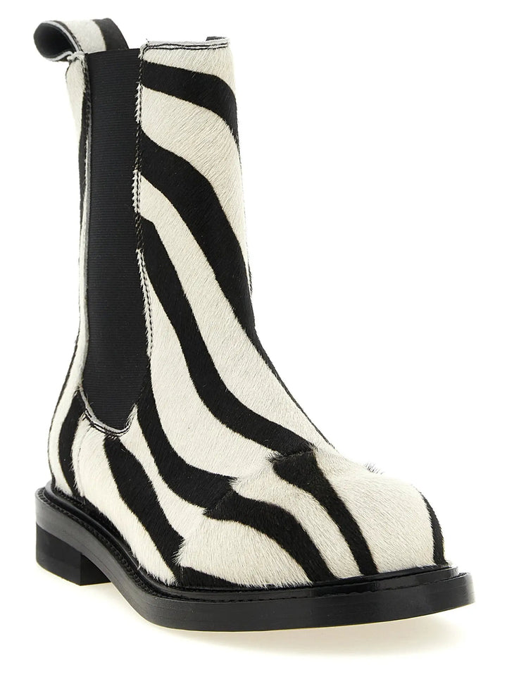 Moschino Sample Sale | Moschino Bicolor Calfskin Ankle Boots - | Designer outlet