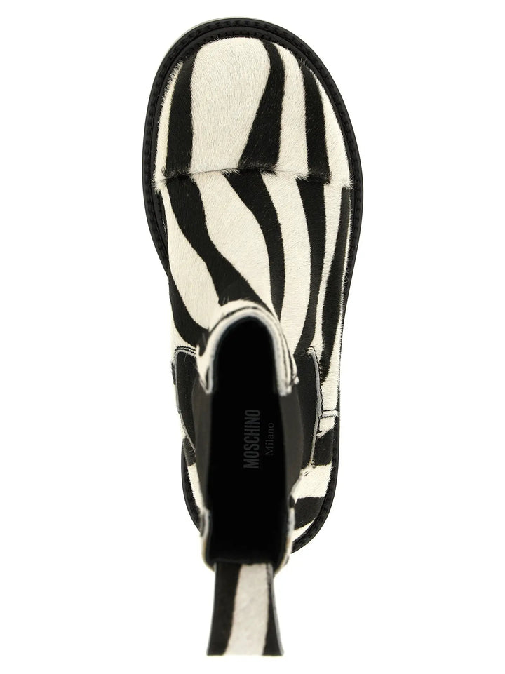 Moschino Sample Sale | Moschino Bicolor Calfskin Ankle Boots - | Designer outlet