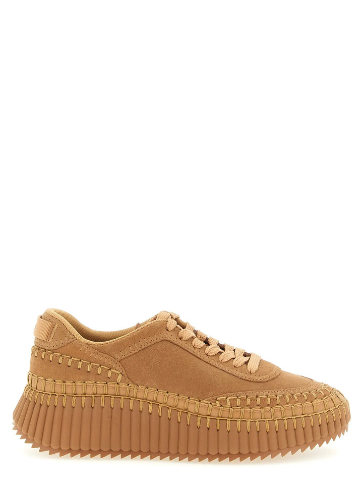 Chloé Sample Sale | Chloé Beige Polyester Platform Sneakers - | Designer outlet
