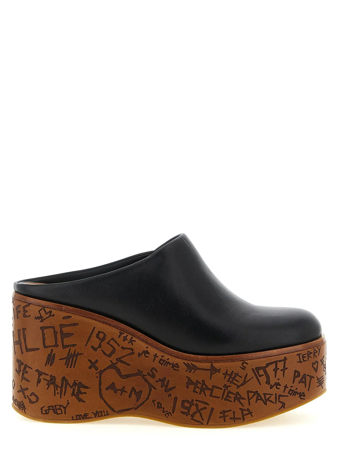 Chloé Sample Sale | Chloé Black Calfskin Wedge Sandals - | Designer outlet