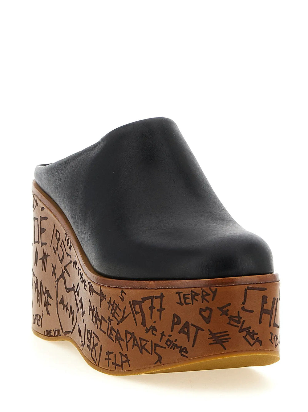 Chloé Sample Sale | Chloé Black Calfskin Wedge Sandals - | Designer outlet