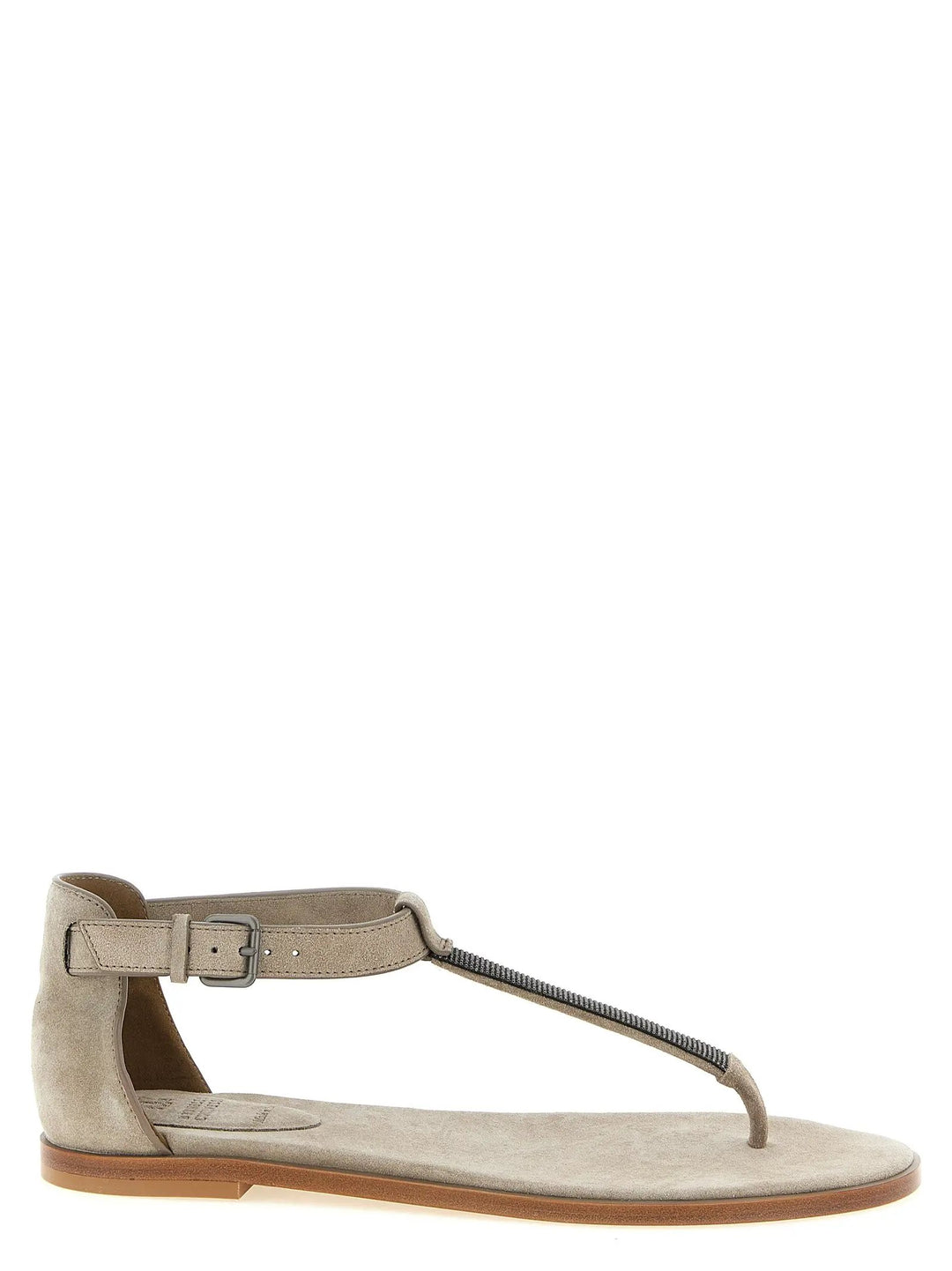 Brunello Cucinelli Sample Sale | Brunello Cucinelli Beige Calfskin Flat Sandals - | Designer outlet