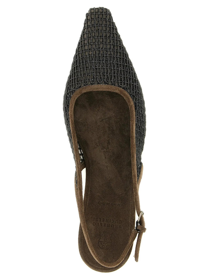 Brunello Cucinelli Sample Sale | Brunello Cucinelli Brown Calfskin Ballet Flats - | Designer outlet