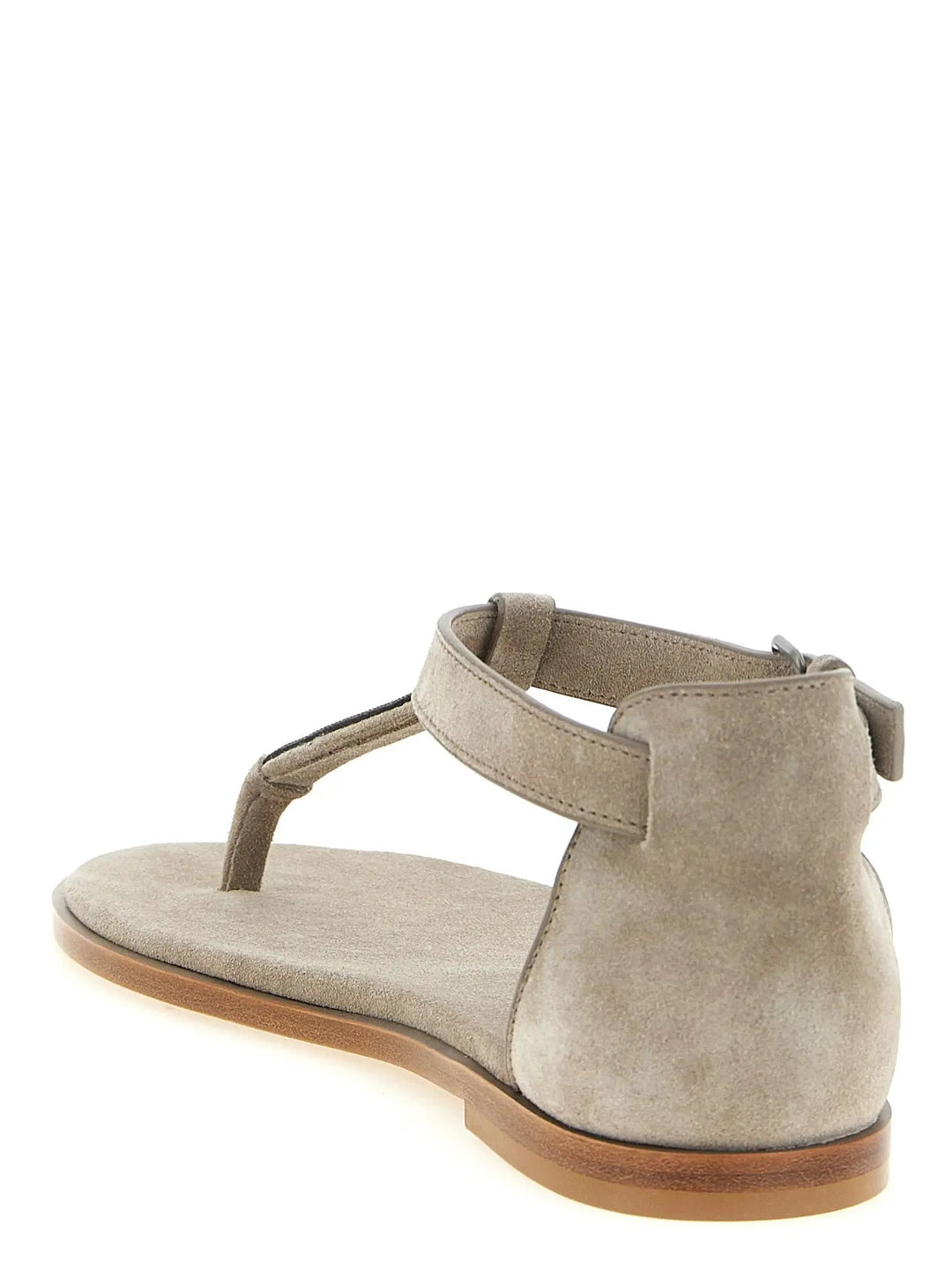 Brunello Cucinelli Sample Sale | Brunello Cucinelli Beige Calfskin Flat Sandals - | Designer outlet