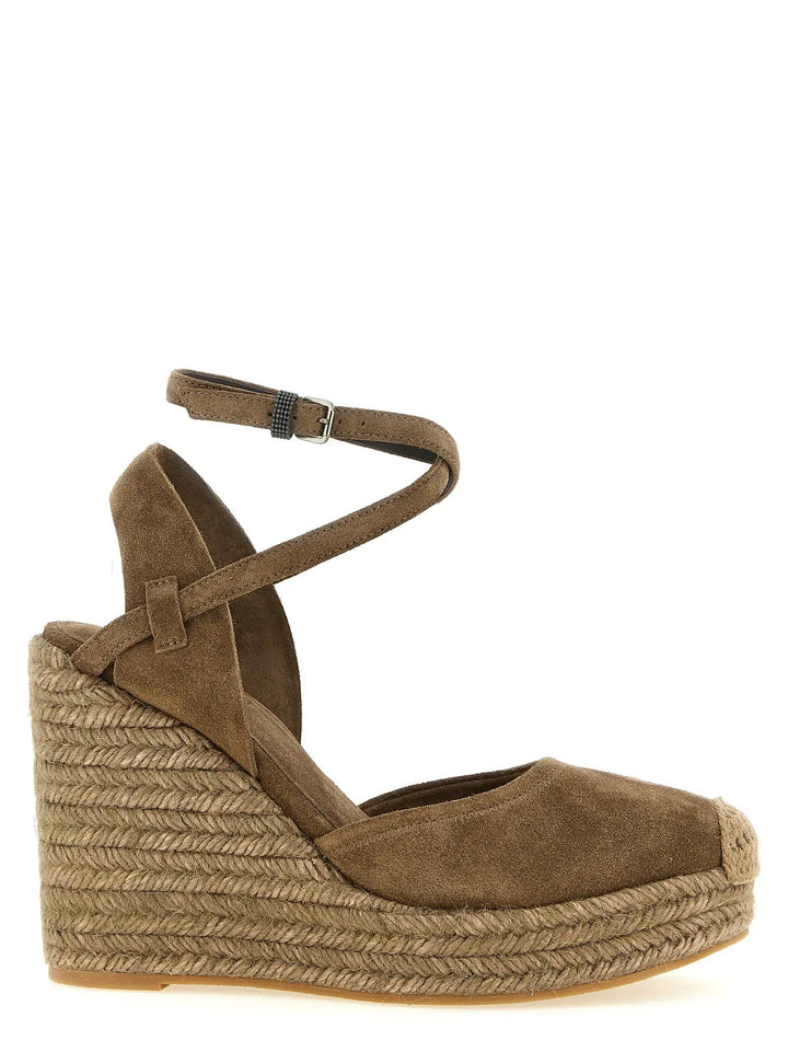 Brunello Cucinelli Sample Sale | Brunello Cucinelli Brown Calfskin Wedge Sandals - | Designer outlet