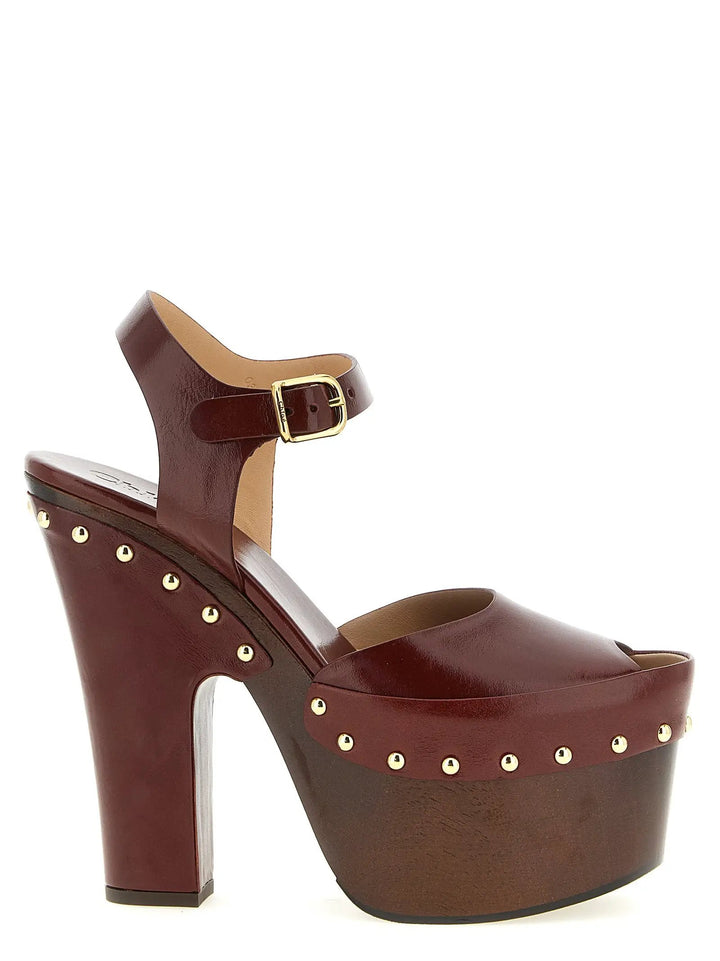 Chloé Sample Sale | Chloé Bordeaux Lamb Leather Stiletto Heel Sandals - | Designer outlet