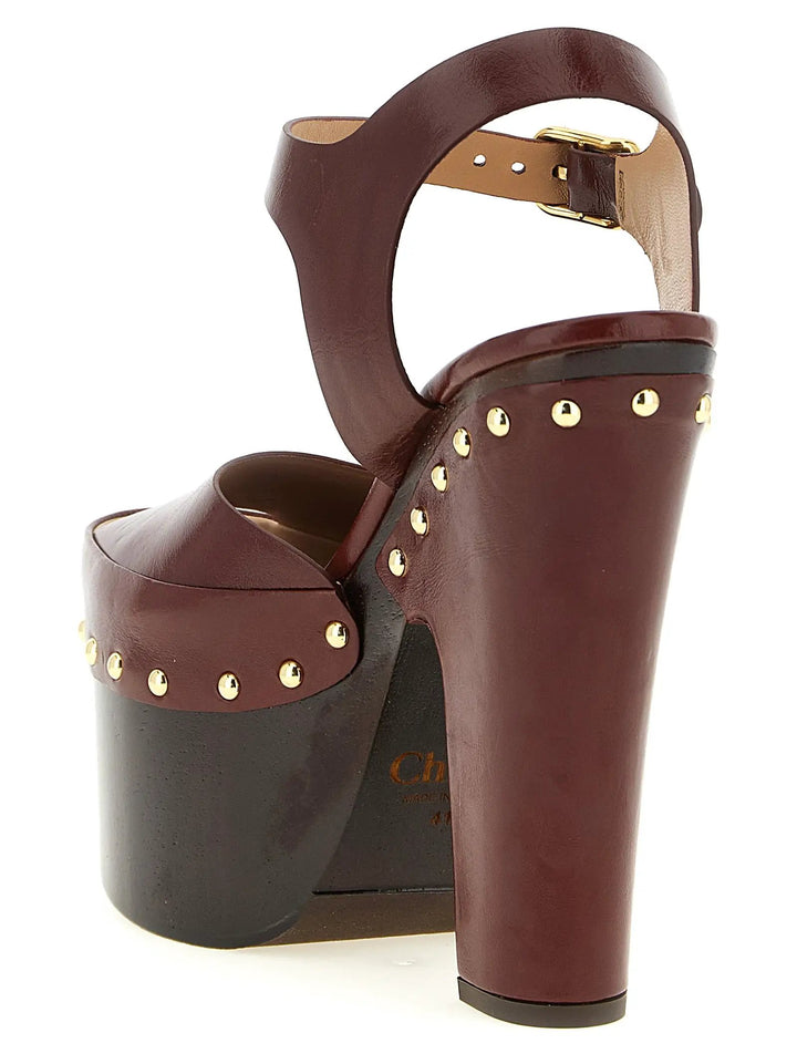 Chloé Sample Sale | Chloé Bordeaux Lamb Leather Stiletto Heel Sandals - | Designer outlet