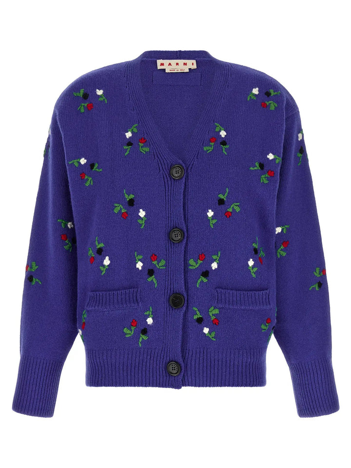 Marni Sample Sale | Marni Blue Virgin Wool Cardigan - | Designer outlet