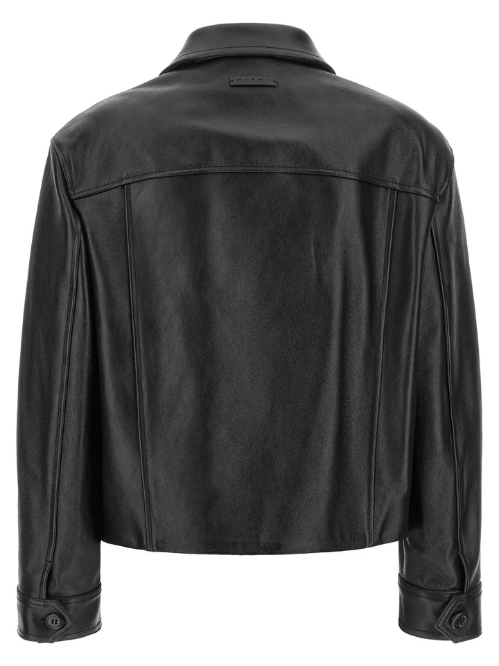 Marni Sample Sale | Marni Black Calfskin Leather Jacket - | Designer outlet