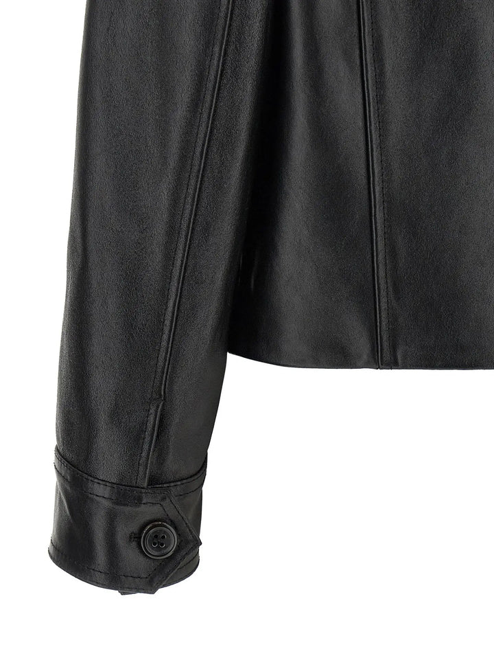 Marni Sample Sale | Marni Black Calfskin Leather Jacket - | Designer outlet