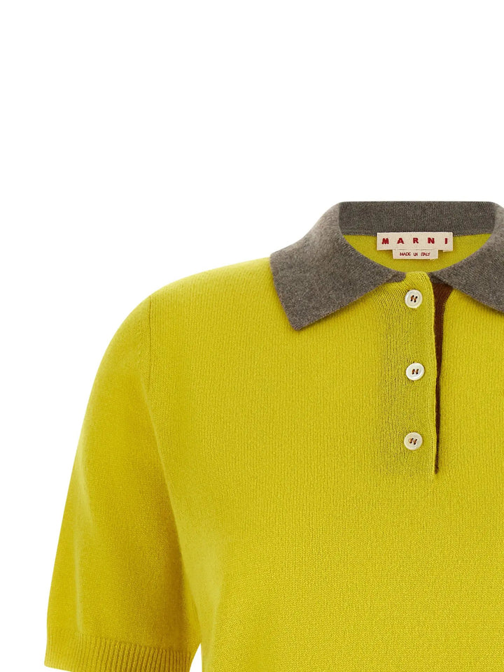 Marni Sample Sale | Marni Bicolor Cashmere Polo Shirt - | Designer outlet