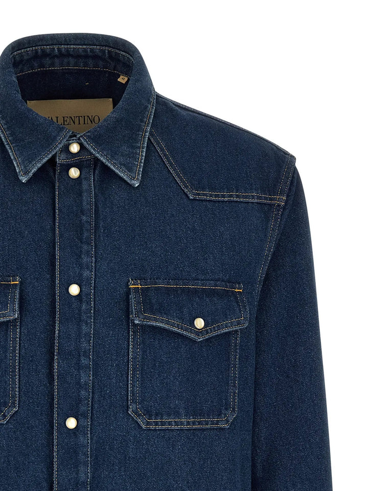 Valentino Garavani Sample Sale | Valentino Garavani Blue Cotton Blouse - | Designer outlet