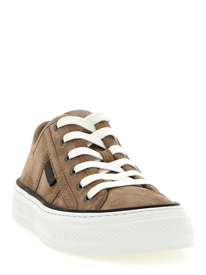 Brunello Cucinelli Sample Sale | Brunello Cucinelli Brown Leather Low Top Sneakers - | Designer outlet
