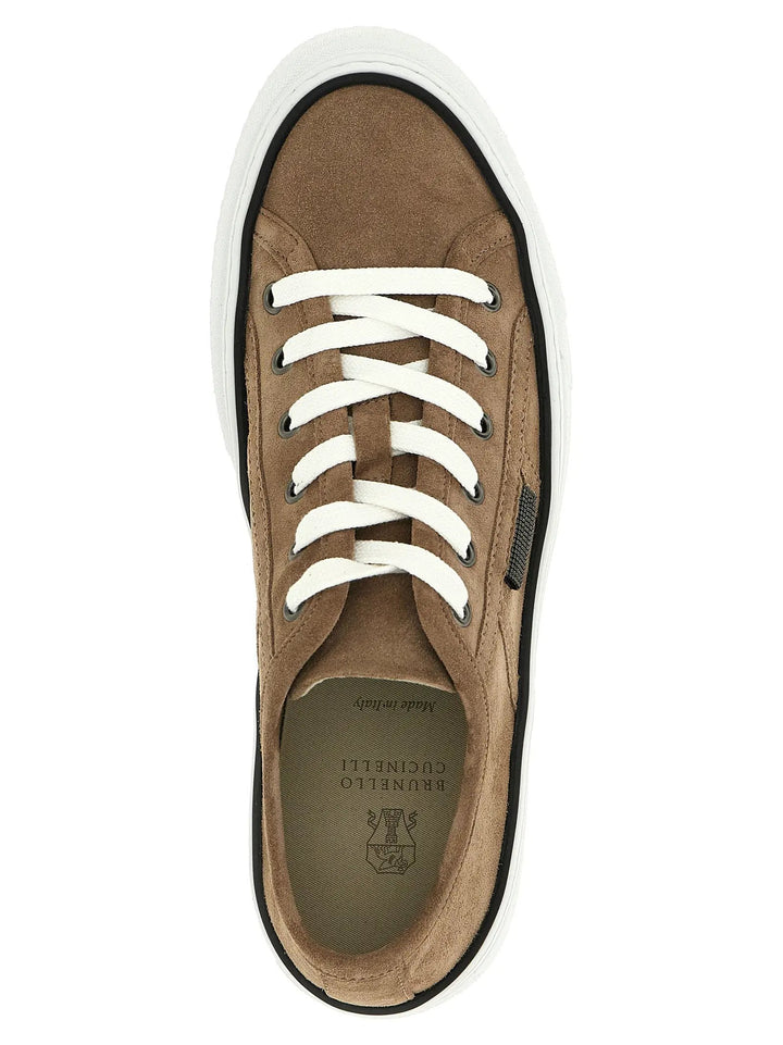 Brunello Cucinelli Sample Sale | Brunello Cucinelli Brown Leather Low Top Sneakers - | Designer outlet