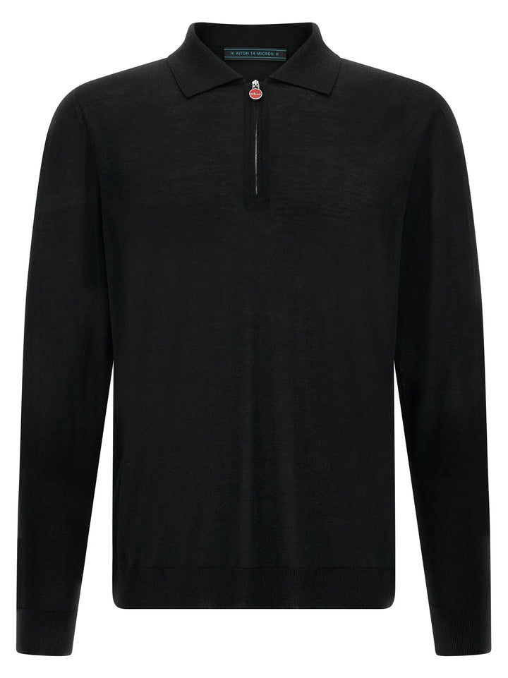 Kiton Sample Sale | Kiton Black Wool Polo Shirt - | Designer outlet