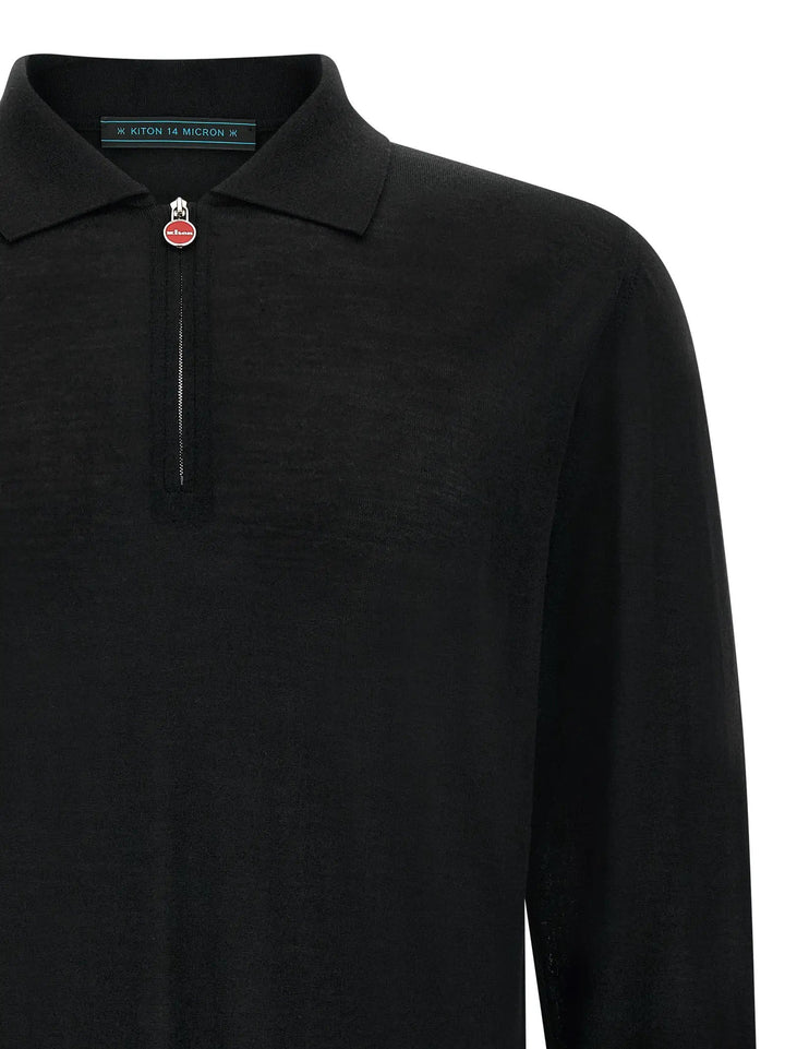 Kiton Sample Sale | Kiton Black Wool Polo Shirt - | Designer outlet