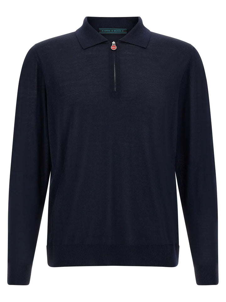 Kiton Sample Sale | Kiton Blue Wool Polo Shirt - | Designer outlet