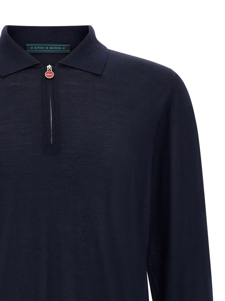 Kiton Sample Sale | Kiton Blue Wool Polo Shirt - | Designer outlet