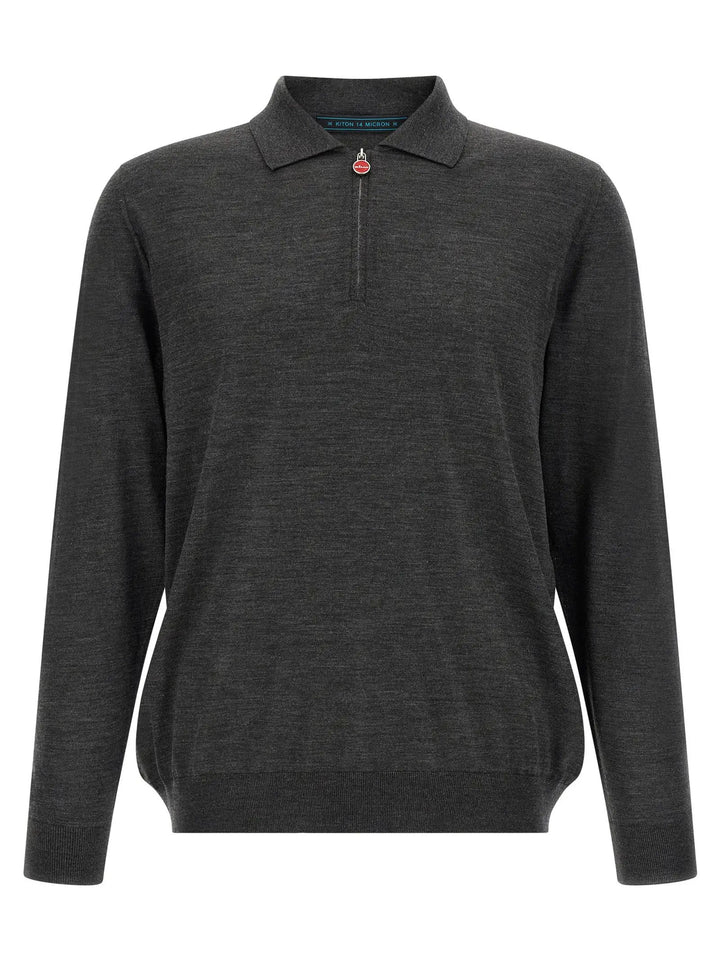 Kiton Sample Sale | Kiton Gray Wool Polo Shirt - | Designer outlet