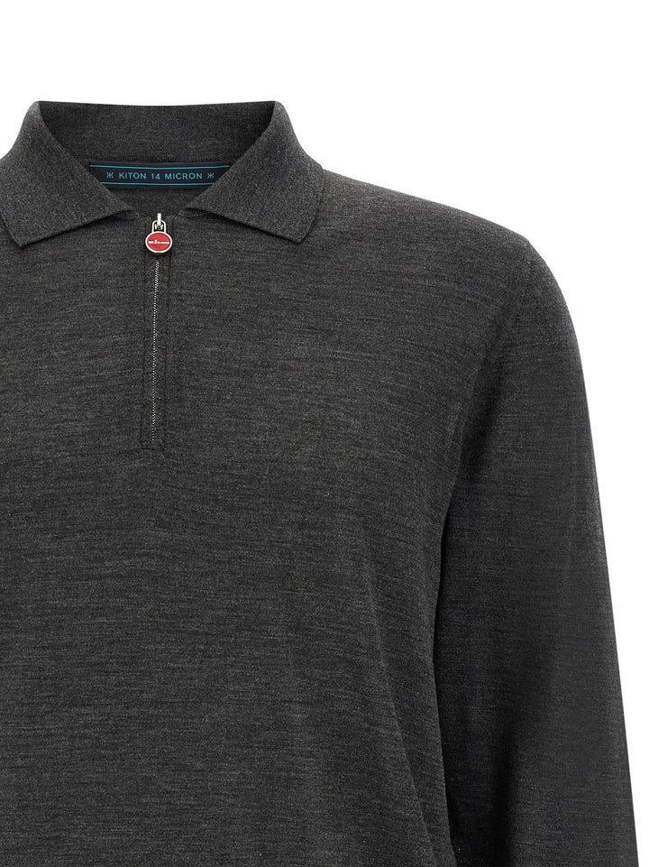 Kiton Sample Sale | Kiton Gray Wool Polo Shirt - | Designer outlet