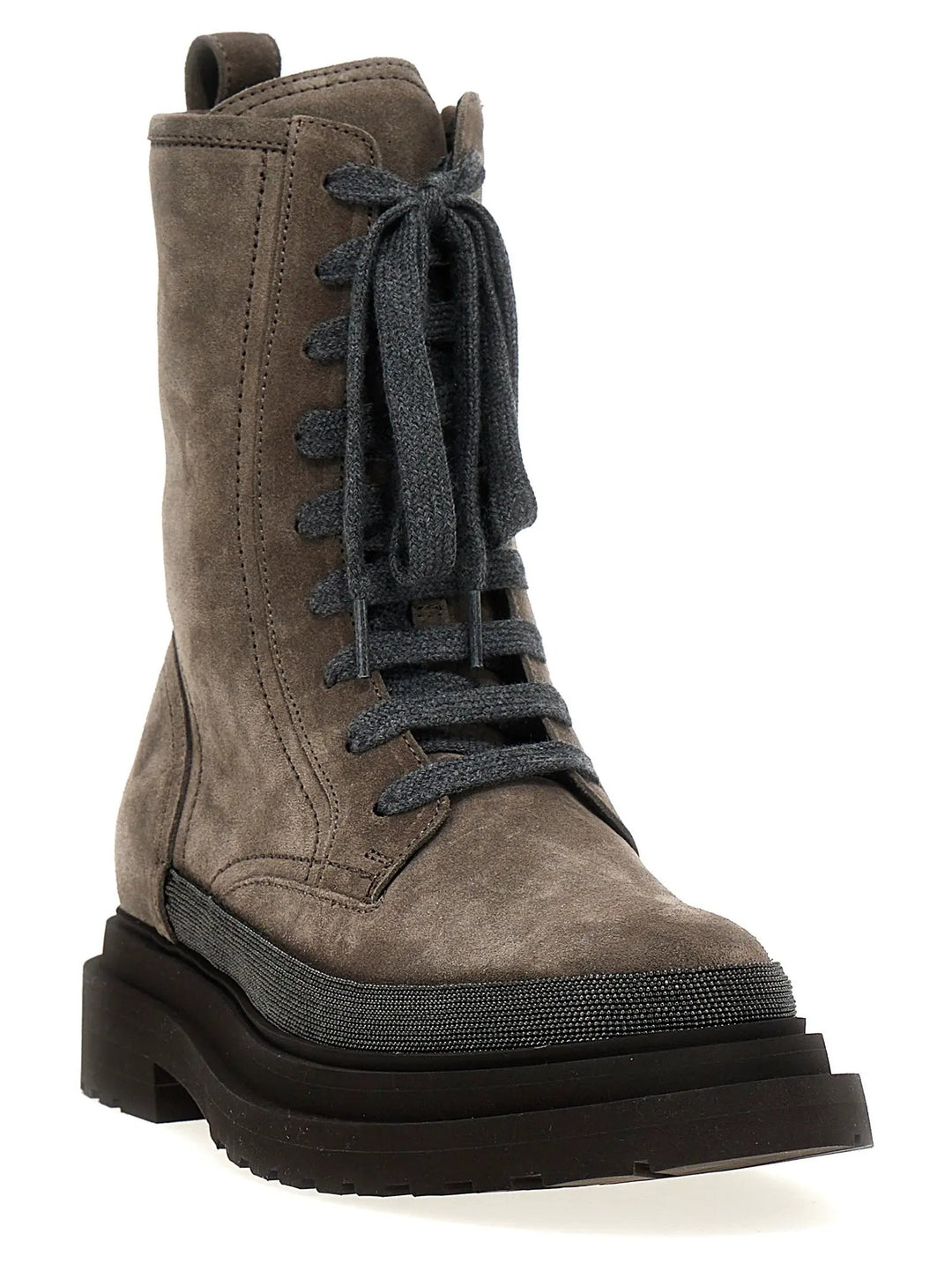 Brunello Cucinelli Sample Sale | Brunello Cucinelli Gray Leather Ankle Boots - | Designer outlet