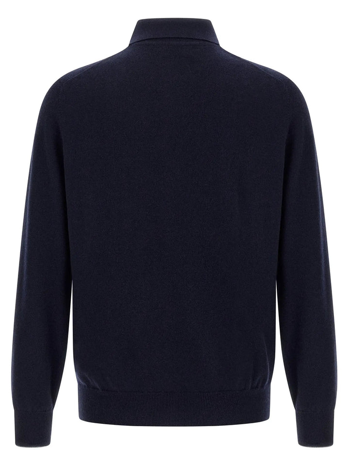 Brunello Cucinelli Sample Sale | Brunello Cucinelli Blue Cashmere Polo Shirt - | Designer outlet