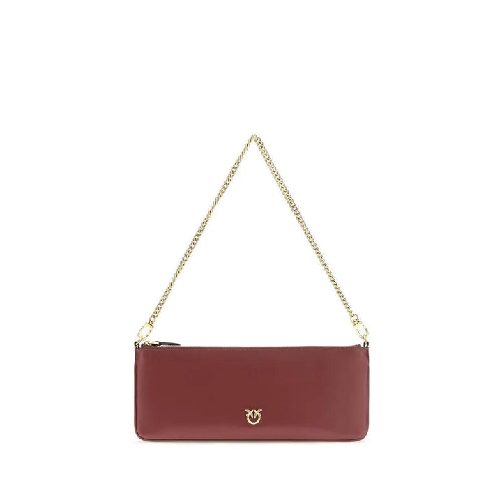 PINKO Bordeaux Calf Leather Bos Taurus Shoulder Bag
