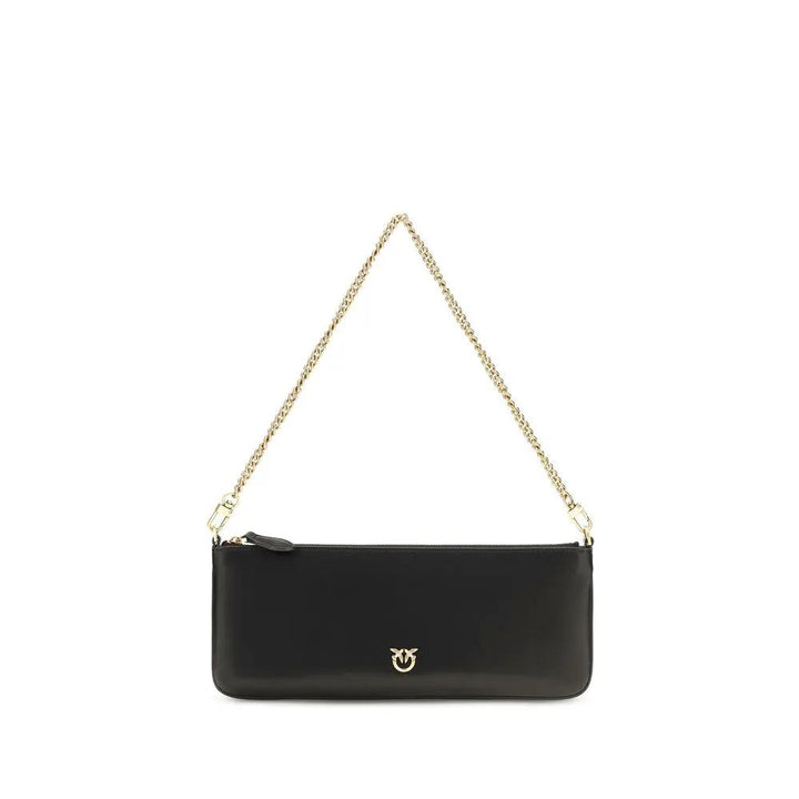 PINKO Black Calf Leather Bos Taurus Shoulder Bag